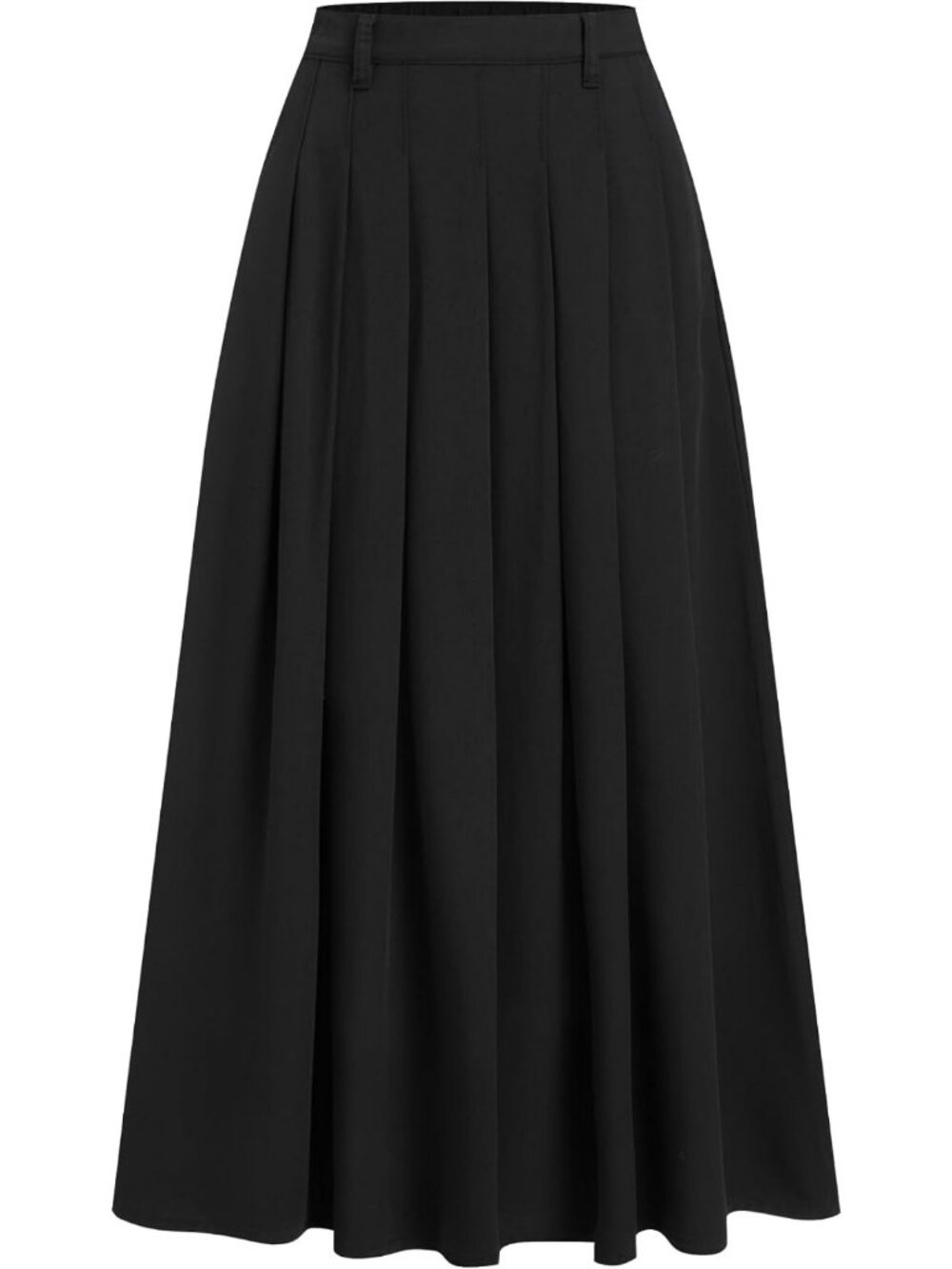 Denim Pleated A-Line Skirt for Women | Long Jean Skirt with Pockets